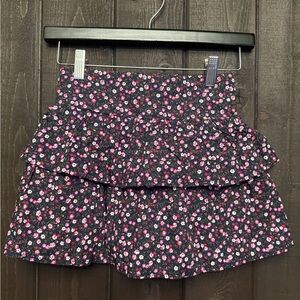 NWT Gap Girls Skirt Skort Floral Tiered Sz M (7/8) Black Pink White Green NEW